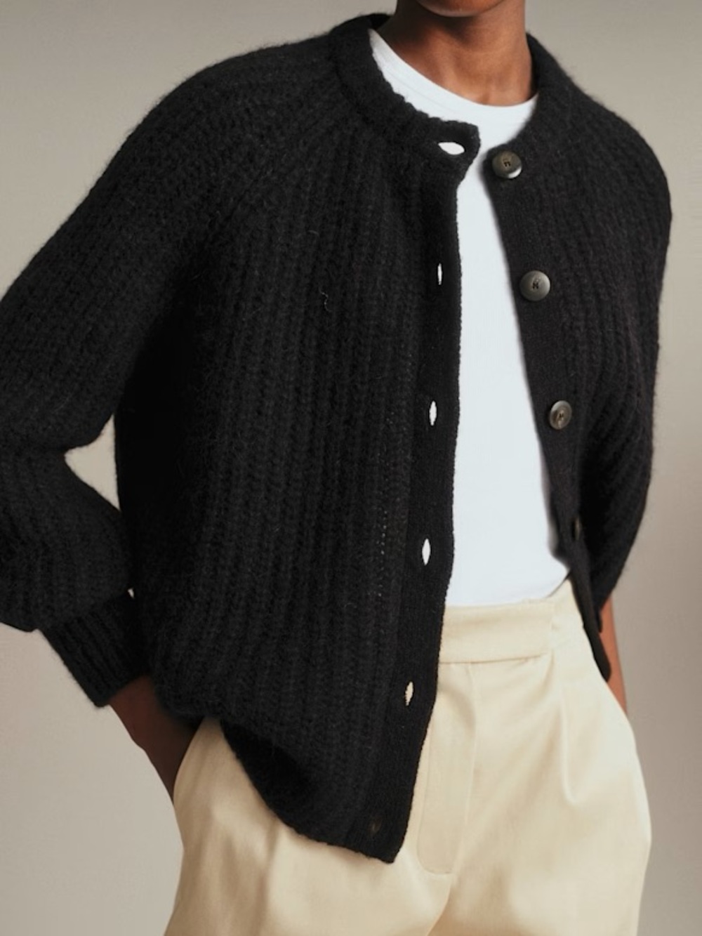 1. State Black Button-Front Knit Women's Oversized Sweater Cardigan Size Large